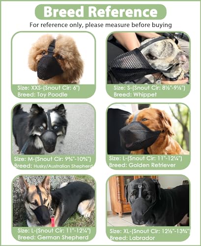 Dog Muzzle Patented Soft Mesh Muzzle for Scavenging (L-(Snout:11"-12¼"))