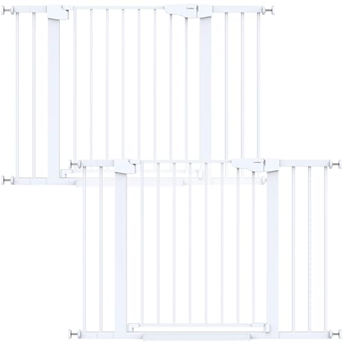 2 Pack 30 46" Baby Gate for Stairs (White / 30"-46"W x 30.5"H | 2 Pack)