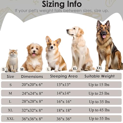 Extra Large Dog Beds (Light Grey / 36.0"L x 36.0"W x 8.0"Th)