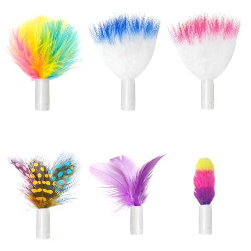 6PCS Feathers Replacement and Soft Furry Accessories ONLY Fits Cat Toys