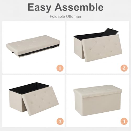 30 Inch Folding Storage Ottoman Bench