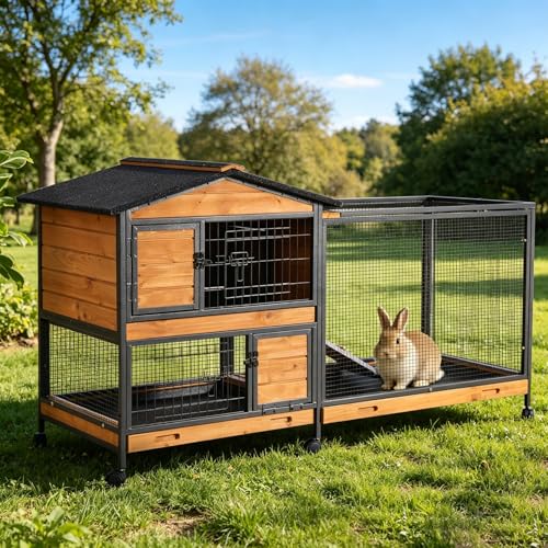 Rabbit Hutch 2 (Orange / 62.0"L x 22.6"W x 33.5"H)