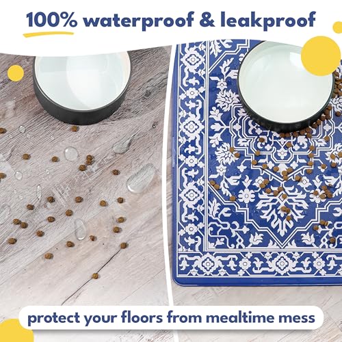 Large Dog Mat for Food and Water (16.5"L x 26"W / Large Casablanca)