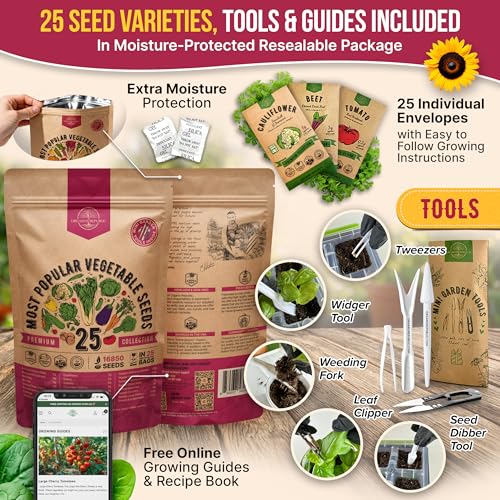 25 Vegetable Seeds Variety Pack