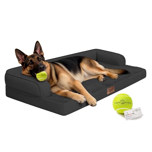 Orthopedic Waterproof Jumbo Dog Bed for Giant Dogs (Black / 48"L x 33"W x 8"Th)