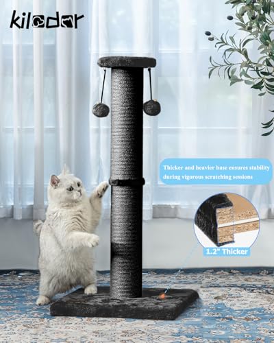 34Inch Tall Cat Scratching Post for Indoor Cats Adults (Black)
