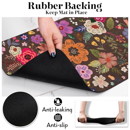 Dog Food Mats for Floors Absorbent (Brown / 32"L x 24"W)
