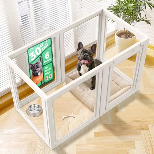 AuraSpace Clear Acrylic Indoor Dog Playpen (White / 30"H)