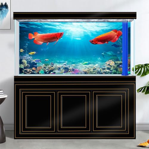 72X18IN Aquarium Background Under The Sea Coral Reef Scenery Backdrop Terrarium Background Underwater Marine Organism Fish Tank Background with 10EVA Double (Blue02 / 72X18in/180X45cm)