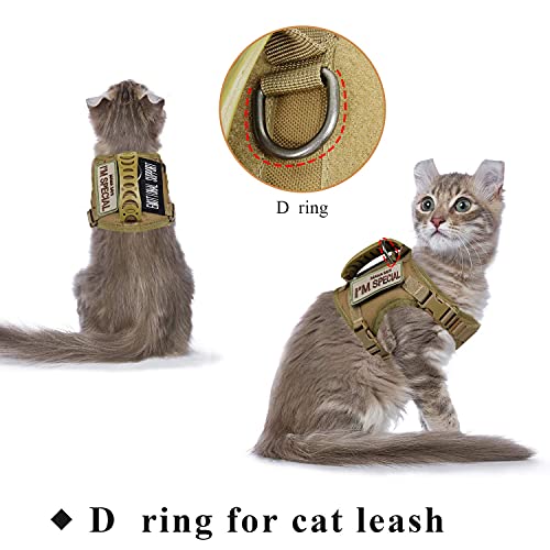 Tactical Cat Harness for Walking Escape Proof (Large / Khaki)