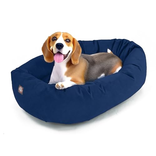 52 Inch Suede Calming Dog Bed Washable (Navy)
