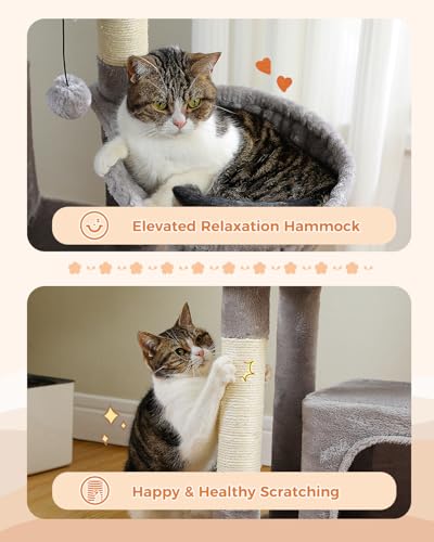 53 Inch Tall Cat Tree with 2 Condos for Indoor Cats (Gray / 53 inches)