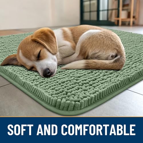 Dog Door Mat for Muddy Paws 40x24 (Olive Green / 40"X24")