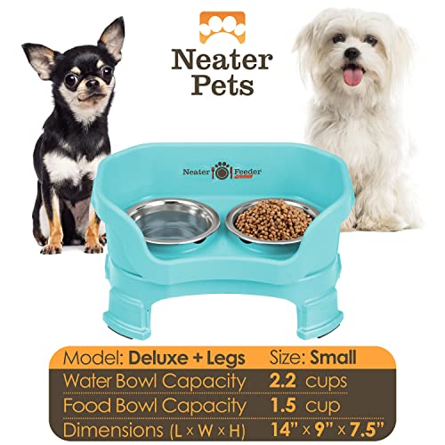 Neater Feeder Deluxe Mess (Small + Standard Bowl / Aquamarine)