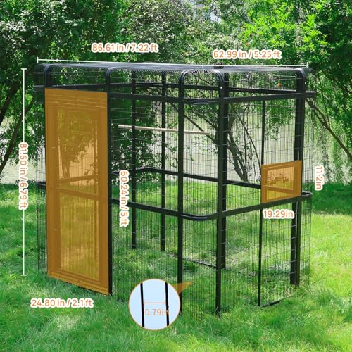 10FT Extra Large Bird Cage for Parakeets Outdoor Bird Aviary Parrot Cage with Perch (Black / 120.0"L x 63.0"W x 81.5"H)
