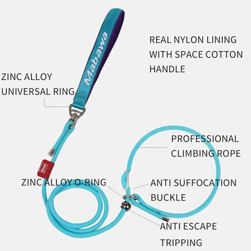 Dog Anti Slip Leash 5FT with Metal Stopper (Lake Blue / 5 FT)