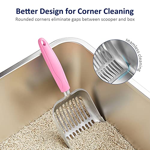 Cat Litter Scoop (Small / FLAT Aluminum \ #10 Pink Handle)