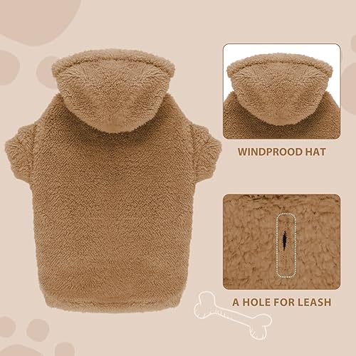 Fuzzy Dog Sweaters for Large Dogs Pet Hoodie Clothes Warm Soft Pet Coats Hooded Sweatshirt Dog Sweaters for Extra Large Dogs (XX-Large / Coffee)