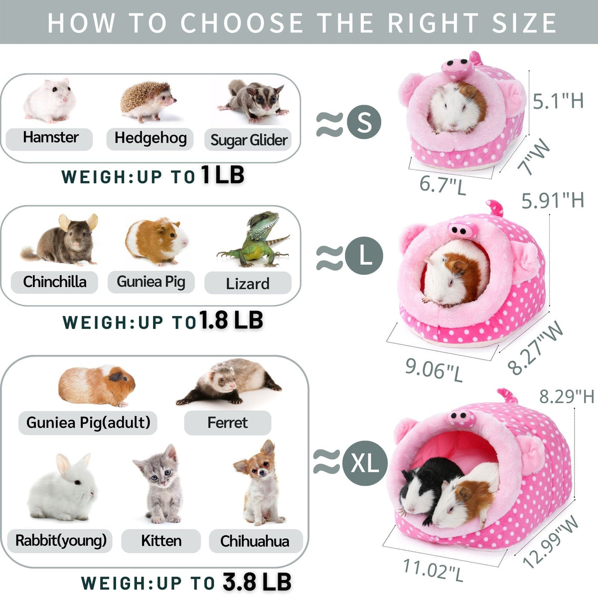 Chinchilla House Ferret Bed Accessories Tunnel Pouch for Hedgehog Supplies (XL / 2-Pig)