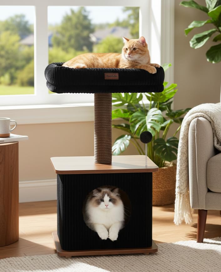 Small Cat Tree for Indoor Kittens (Walnut Finish / Small)