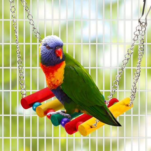Bird Hoop Swing and Parakeet Toys (colorful)