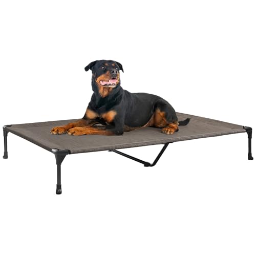 Outdoor Elevated Dog Bed Large Sized Dogs (53.0"L x 37.0"W x 9.0"Th / Brown)