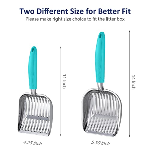 Cat Litter Scoop (Large / POLISHED Aluminum \ #02 Turkish Blue Handle)