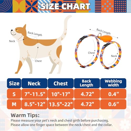 Adjustable Cat Harness and Leash Set Escape Proof Kitten Strap Collar for Walking Travel (Small / Orange(Geometry))