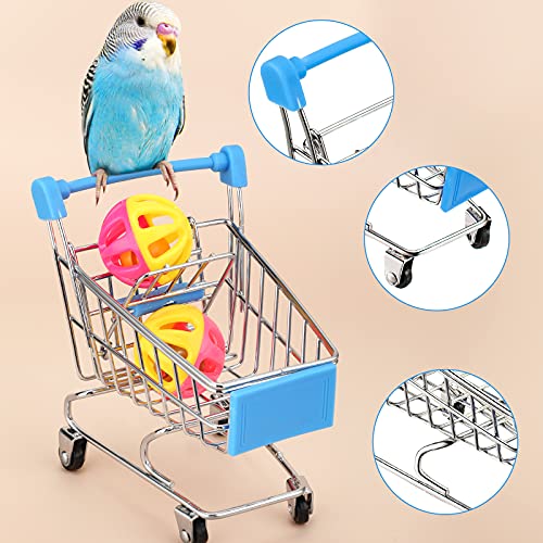 10 Pcs Bird Training Toys Parrot Intelligence Accessories Include Bowling Basketball Toy Rings Shopping Cart Skateboard Bell Ball for Parakeet Cockatiel Macaw Parrot