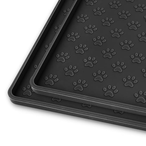 2 Pack Pet Placemat for Dog and Cat (24.5"L x 16.5"W - 2 Pack / Black)