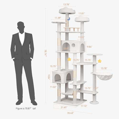 79in Large White Cat Tree (White)