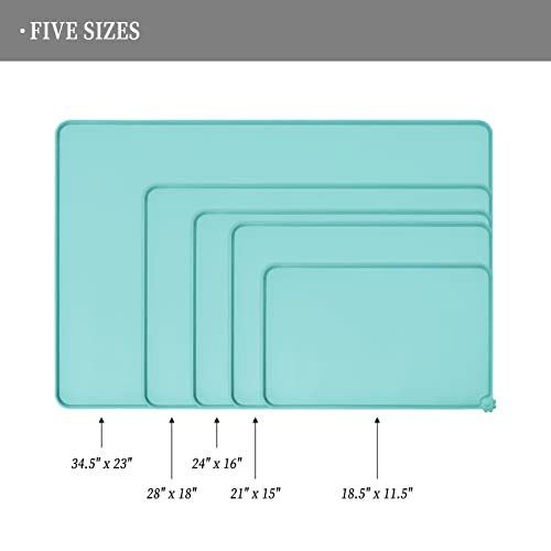Silicone Pet Feeding Mat (Teal / 22" x 14")