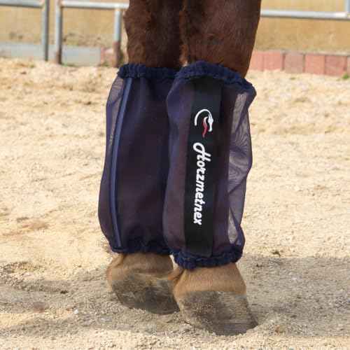 Tear Resistant Fine Mesh Horse Fly Boots Breathable Fly Boots Lightweight Summer Leg Protection to Prevent Mosquito & Fly Bites Set of 4 (Navy)