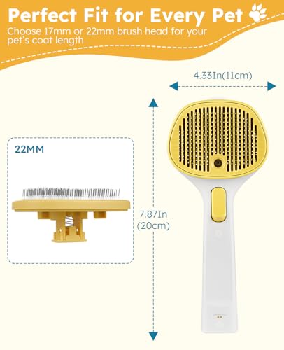 Cat Steam Brush for Cats & Dogs (Yellow - Long Head)