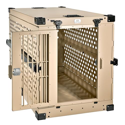 Aluminum Collapsible Dog Crate (Tan / 41.6"L x 29.7"W x 33.9"H)