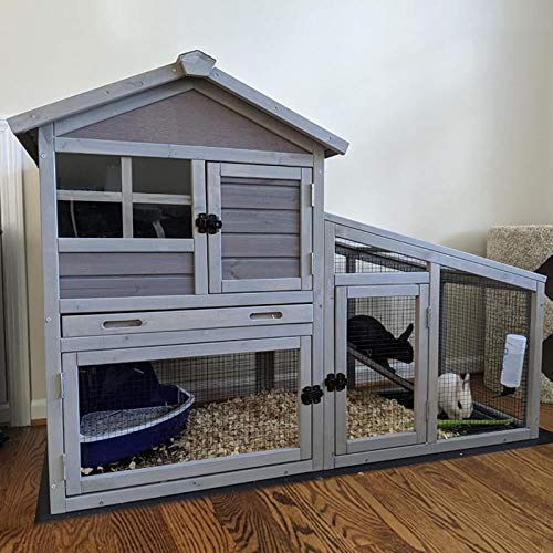 Rabbit Hutch Outdoor Chickecn Coop Indoor Bunny Cage with Pull Out Tray (Deep Grey)