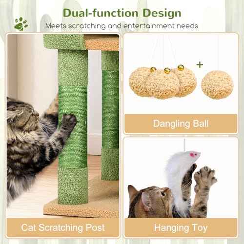 Cactus Cat Tree Tower for Multiple Adult Cats (82 inch / Green)
