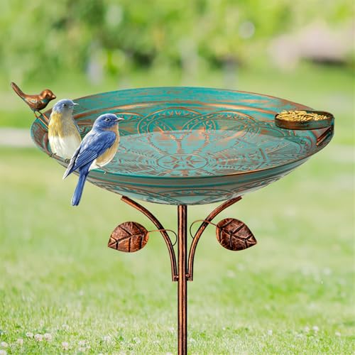 Metal Bird Baths for Outdoors (Green)