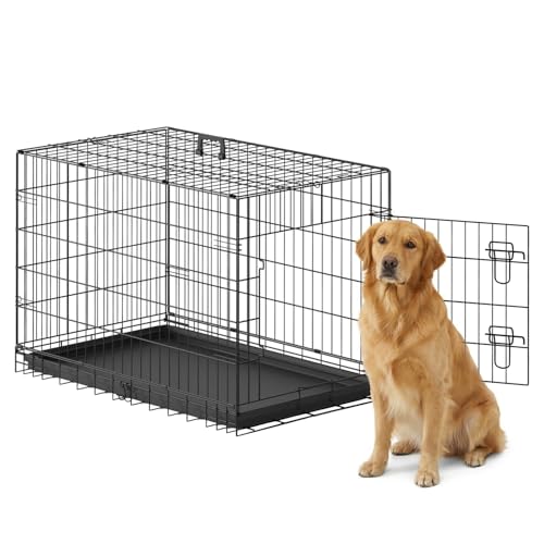 36" Foldable Metal Dog Crate (Black)