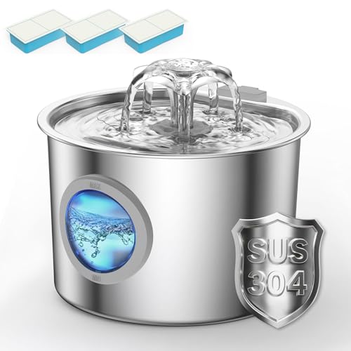 Cat Water Fountain Stainless Steel with 3