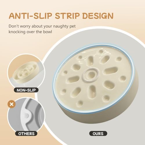 Elevated Slow Feeder Dog Bowls (Light Yellow)