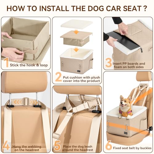 Small Dog Booster Car Seat (Khaki)