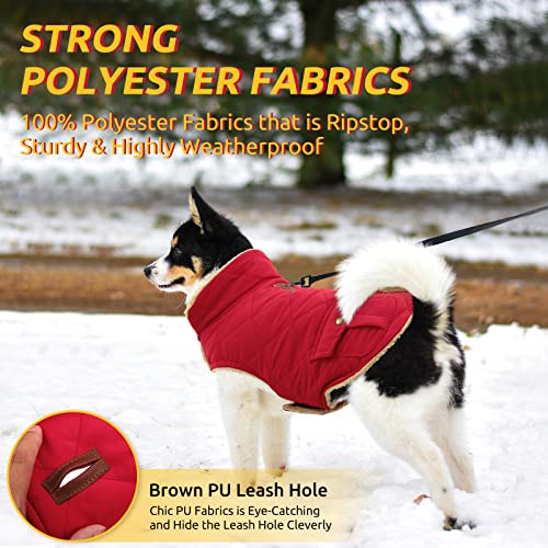 Warm Dog Cold Weather Coat Thick Quilting Small Winter Jacket (Small / Red)