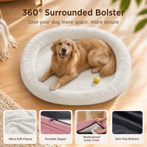Waterproof Orthopedic Dog Bed for Extra Large Dogs (Pink / 48"L x 35"W x 7.5"Th)