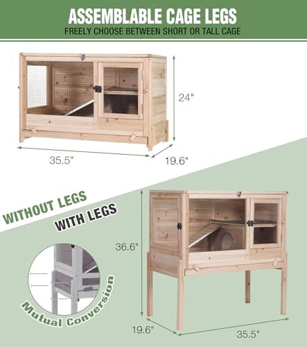 Guinea Pig Cage Indoor with Chew (Natural Wood)