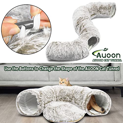 Plush Cat Tunnel Bed for Indoor Cats (Khaki)