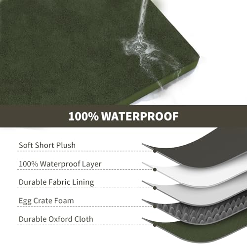 Outdoor Extra Large Dog Bed XXL for Giant Breed Dogs (Olive Green / 47.0"L x 29.0"W x 3.5"Th)