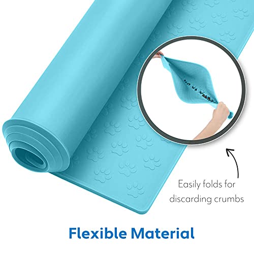 100% Waterproof Dog Food Mat (Turquoise / 24"L x 16"W)