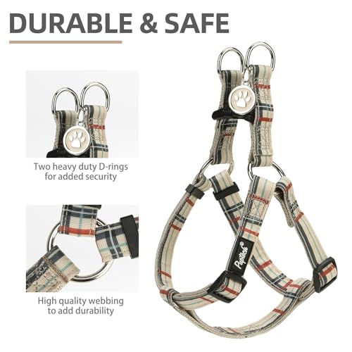 No Pull Dog Harness Medium Sized Step (Beige Plaid / Medium)