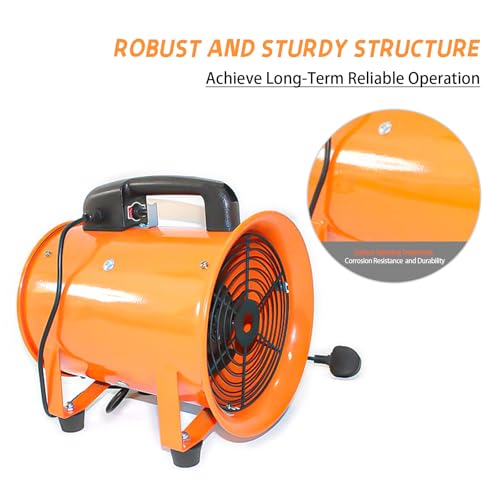 12-Inch High-Velocity Portable Utility Blower Fan, Industrial Exhaust Fan, 3150 RPM Ventilator for Basements, Workshops, Warehouses, and Confined Spaces (12")